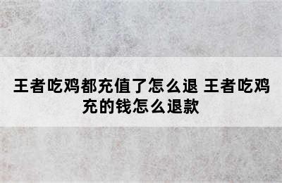 王者吃鸡都充值了怎么退 王者吃鸡充的钱怎么退款